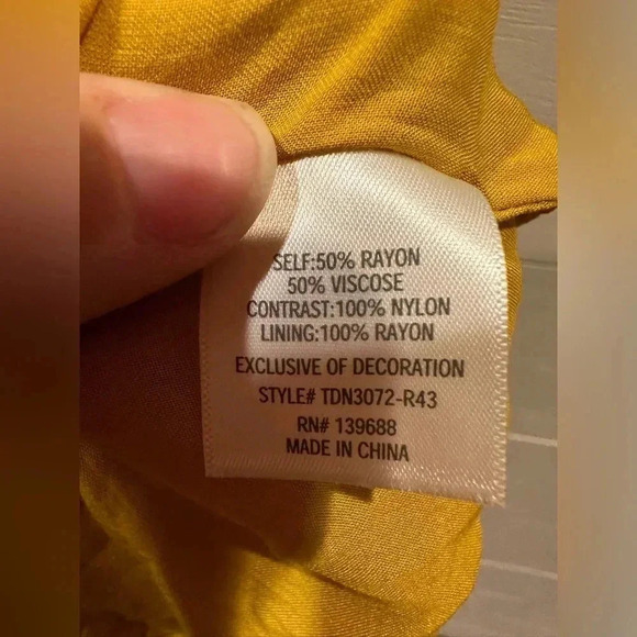 Blue Rain Mustard Embroidered Dress- Size Small - Picture 5 of 7